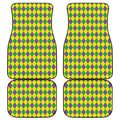 Harlequin Mardi Gras Pattern Print Front and Back Car Floor Mats