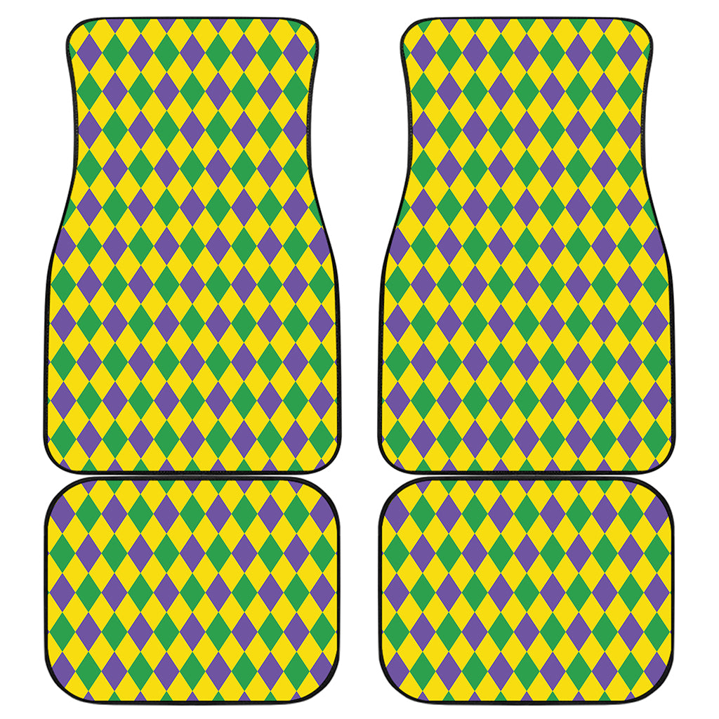 Harlequin Mardi Gras Pattern Print Front and Back Car Floor Mats
