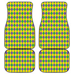 Harlequin Mardi Gras Pattern Print Front and Back Car Floor Mats