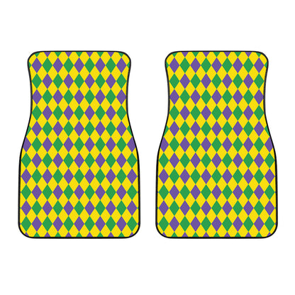Harlequin Mardi Gras Pattern Print Front Car Floor Mats