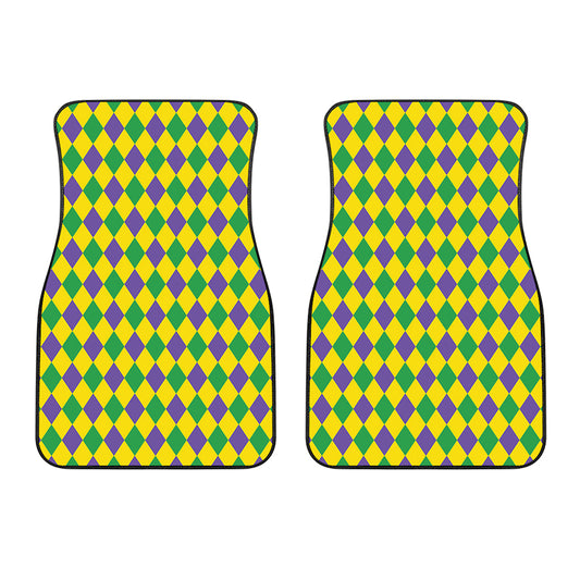 Harlequin Mardi Gras Pattern Print Front Car Floor Mats