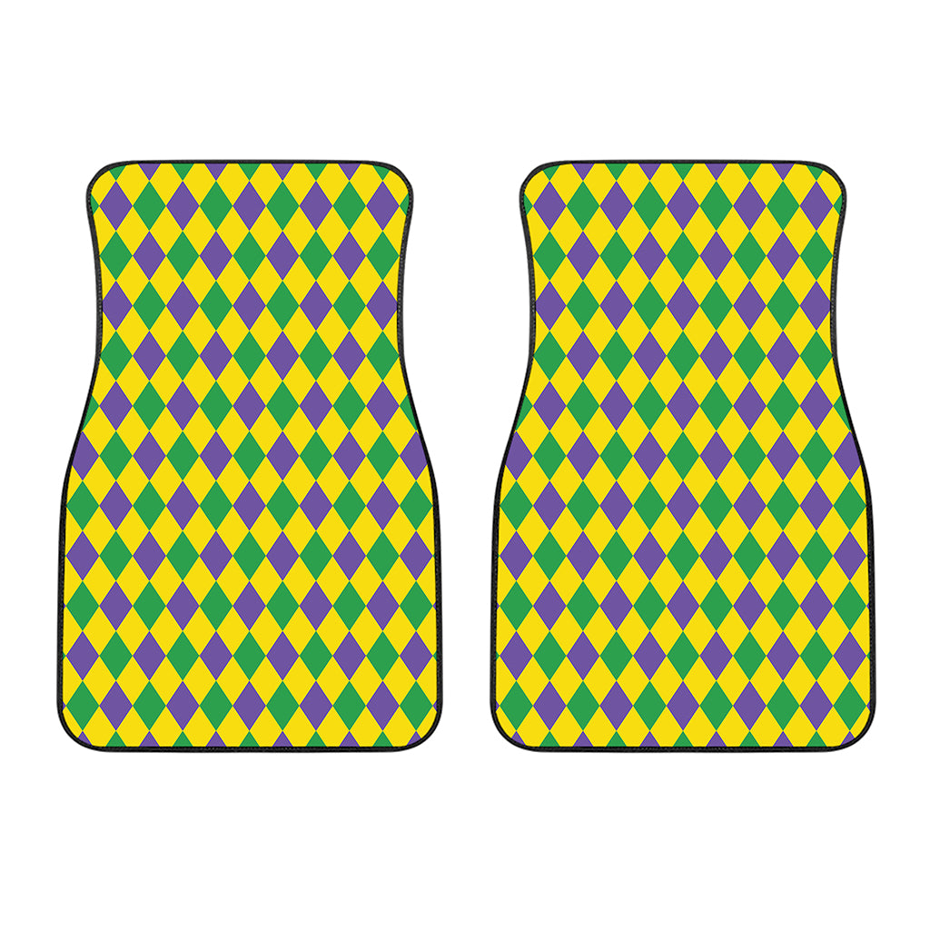 Harlequin Mardi Gras Pattern Print Front Car Floor Mats