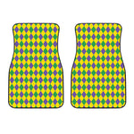 Harlequin Mardi Gras Pattern Print Front Car Floor Mats