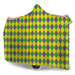 Harlequin Mardi Gras Pattern Print Hooded Blanket