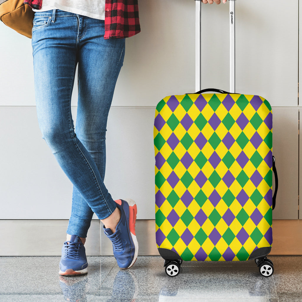 Harlequin Mardi Gras Pattern Print Luggage Cover