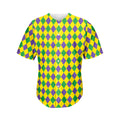 Harlequin Mardi Gras Pattern Print Men's Baseball Jersey