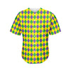 Harlequin Mardi Gras Pattern Print Men's Baseball Jersey