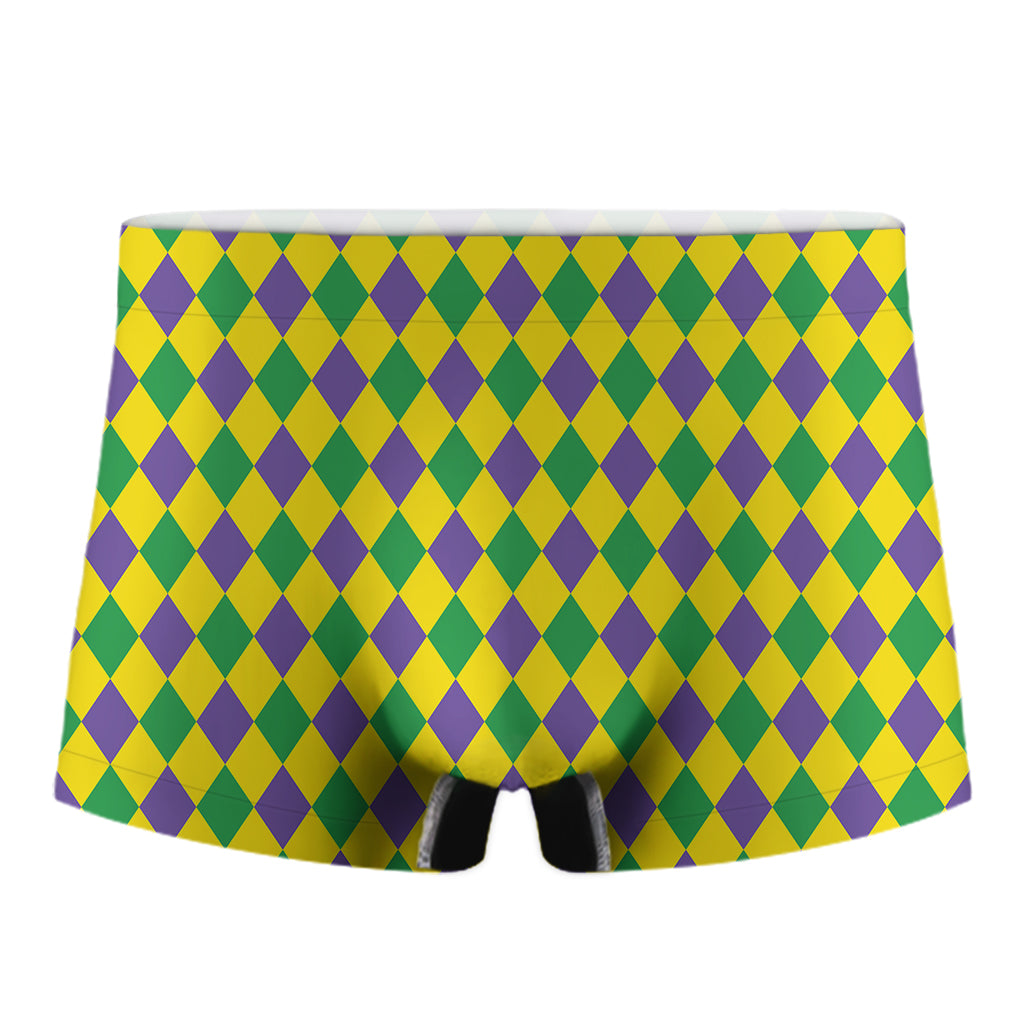 Harlequin Mardi Gras Pattern Print Men's Boxer Briefs