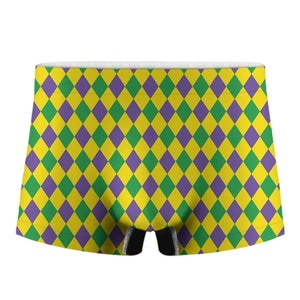 Harlequin Mardi Gras Pattern Print Men's Boxer Briefs