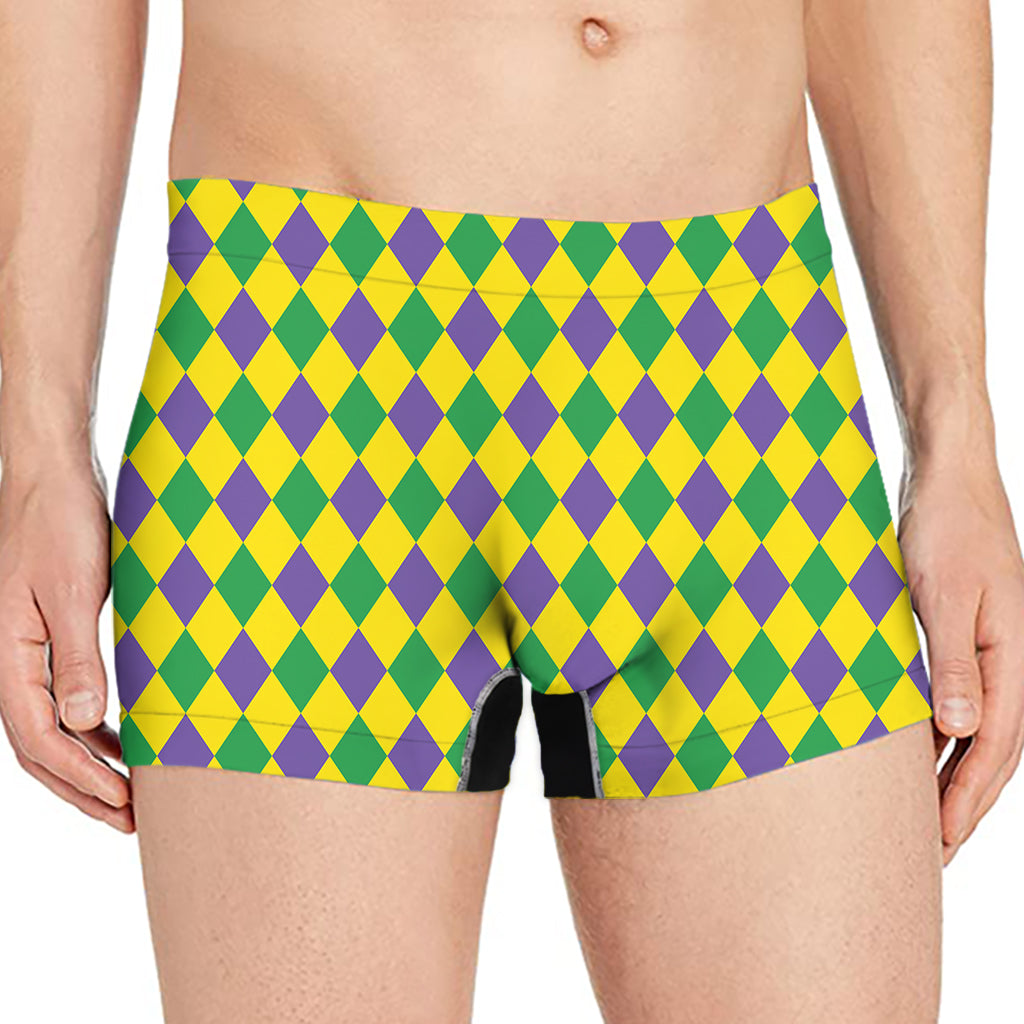 Harlequin Mardi Gras Pattern Print Men's Boxer Briefs