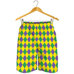 Harlequin Mardi Gras Pattern Print Men's Shorts