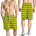 Harlequin Mardi Gras Pattern Print Men's Shorts