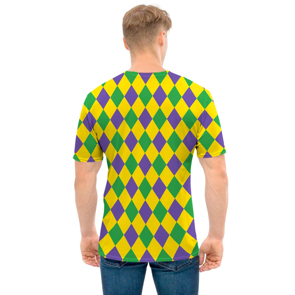 Harlequin Mardi Gras Pattern Print Men's T-Shirt