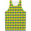 Harlequin Mardi Gras Pattern Print Men's Tank Top