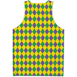 Harlequin Mardi Gras Pattern Print Men's Tank Top