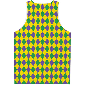 Harlequin Mardi Gras Pattern Print Men's Tank Top