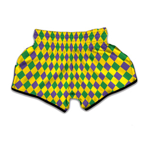 Harlequin Mardi Gras Pattern Print Muay Thai Boxing Shorts