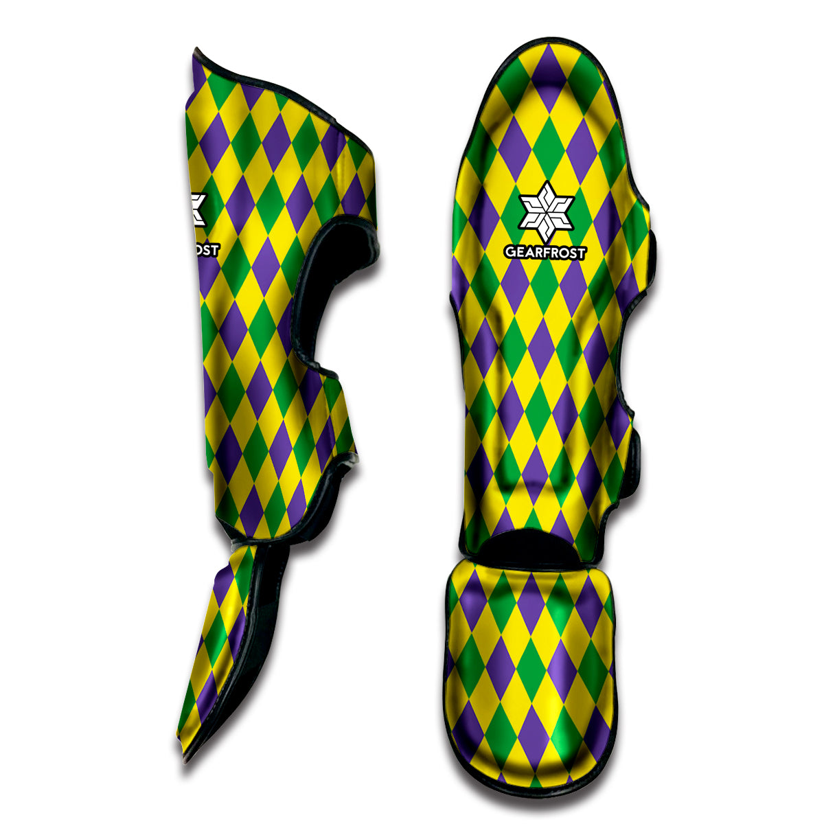 Harlequin Mardi Gras Pattern Print Muay Thai Shin Guard