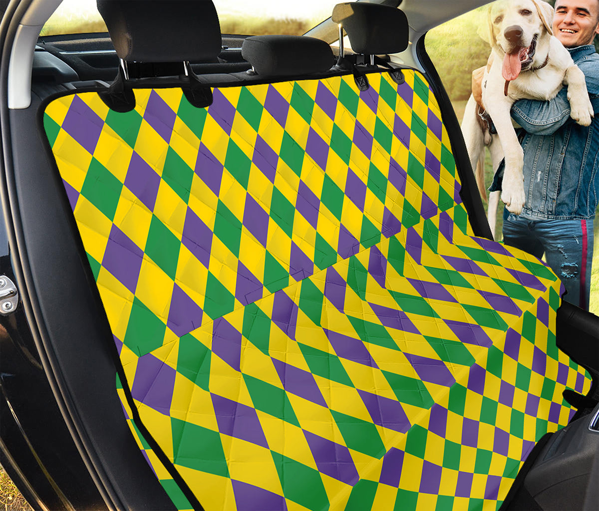 Harlequin Mardi Gras Pattern Print Pet Car Back Seat Cover