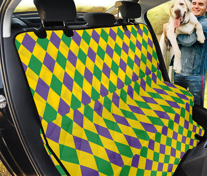 Harlequin Mardi Gras Pattern Print Pet Car Back Seat Cover