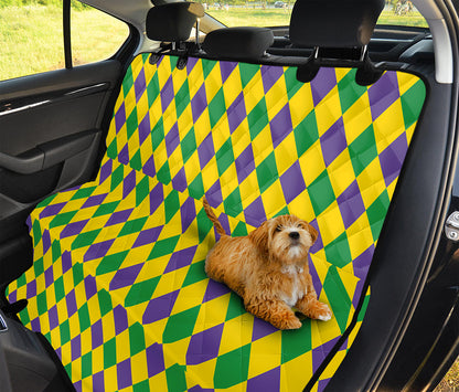 Harlequin Mardi Gras Pattern Print Pet Car Back Seat Cover