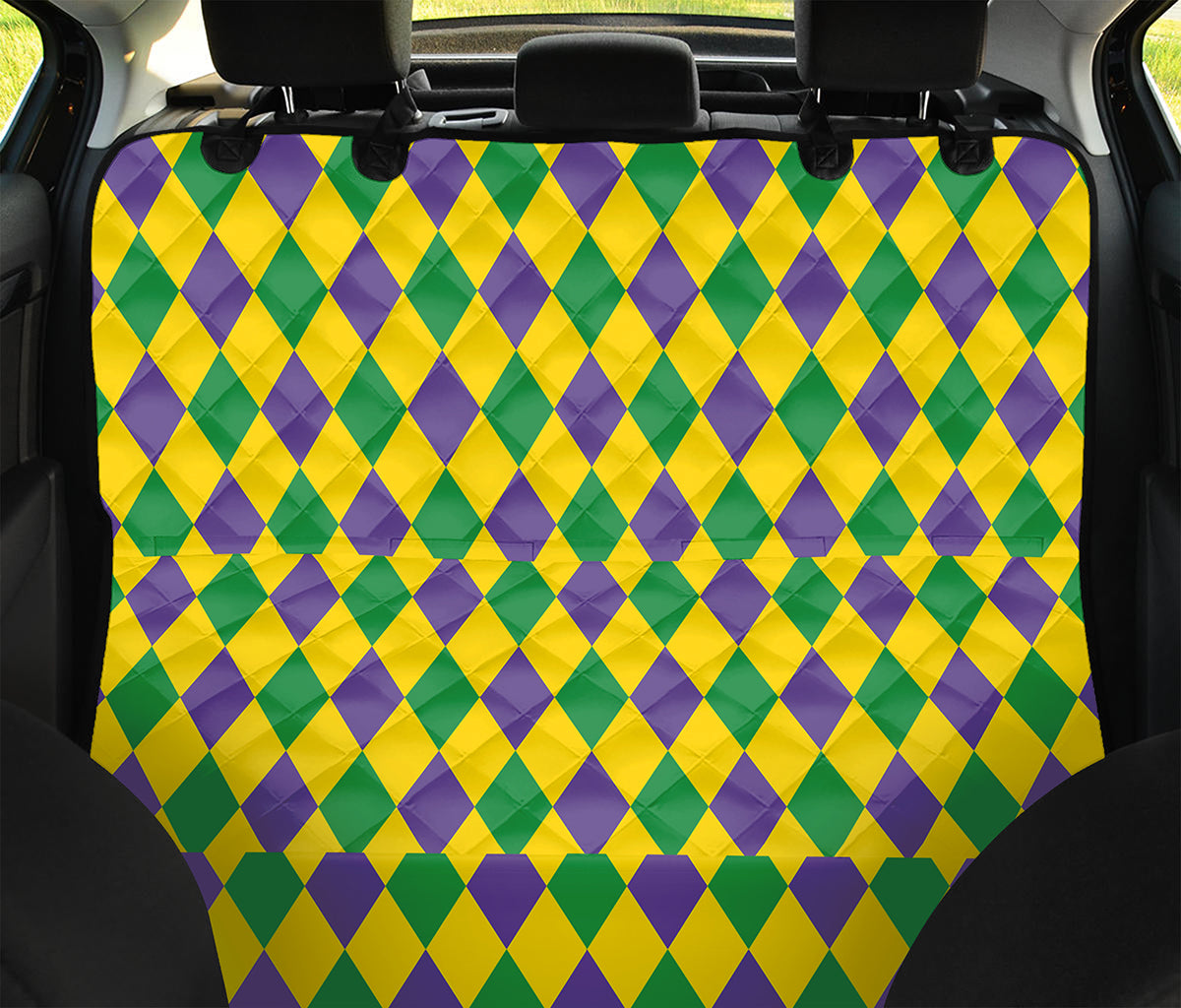 Harlequin Mardi Gras Pattern Print Pet Car Back Seat Cover