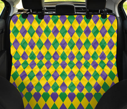 Harlequin Mardi Gras Pattern Print Pet Car Back Seat Cover