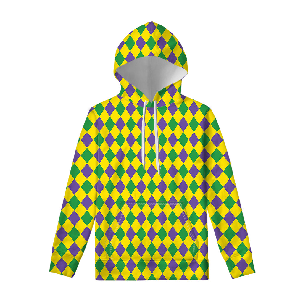 Harlequin Mardi Gras Pattern Print Pullover Hoodie