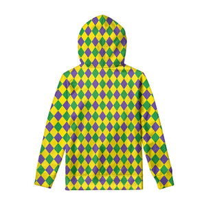 Harlequin Mardi Gras Pattern Print Pullover Hoodie