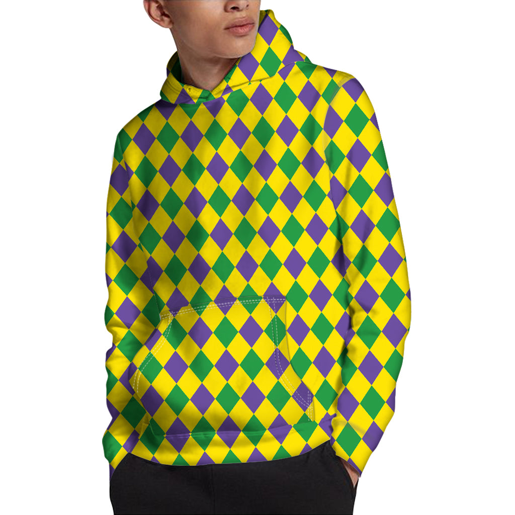 Harlequin Mardi Gras Pattern Print Pullover Hoodie