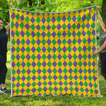 Harlequin Mardi Gras Pattern Print Quilt