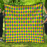 Harlequin Mardi Gras Pattern Print Quilt