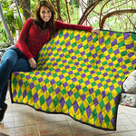 Harlequin Mardi Gras Pattern Print Quilt
