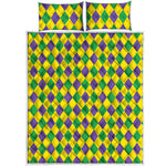 Harlequin Mardi Gras Pattern Print Quilt Bed Set