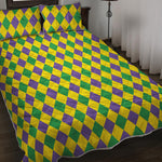 Harlequin Mardi Gras Pattern Print Quilt Bed Set