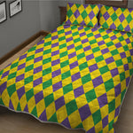 Harlequin Mardi Gras Pattern Print Quilt Bed Set