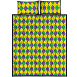 Harlequin Mardi Gras Pattern Print Quilt Bed Set
