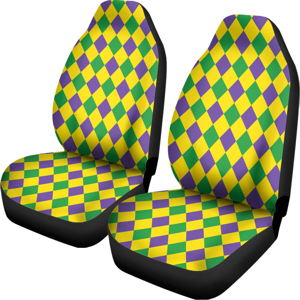 Harlequin Mardi Gras Pattern Print Universal Fit Car Seat Covers