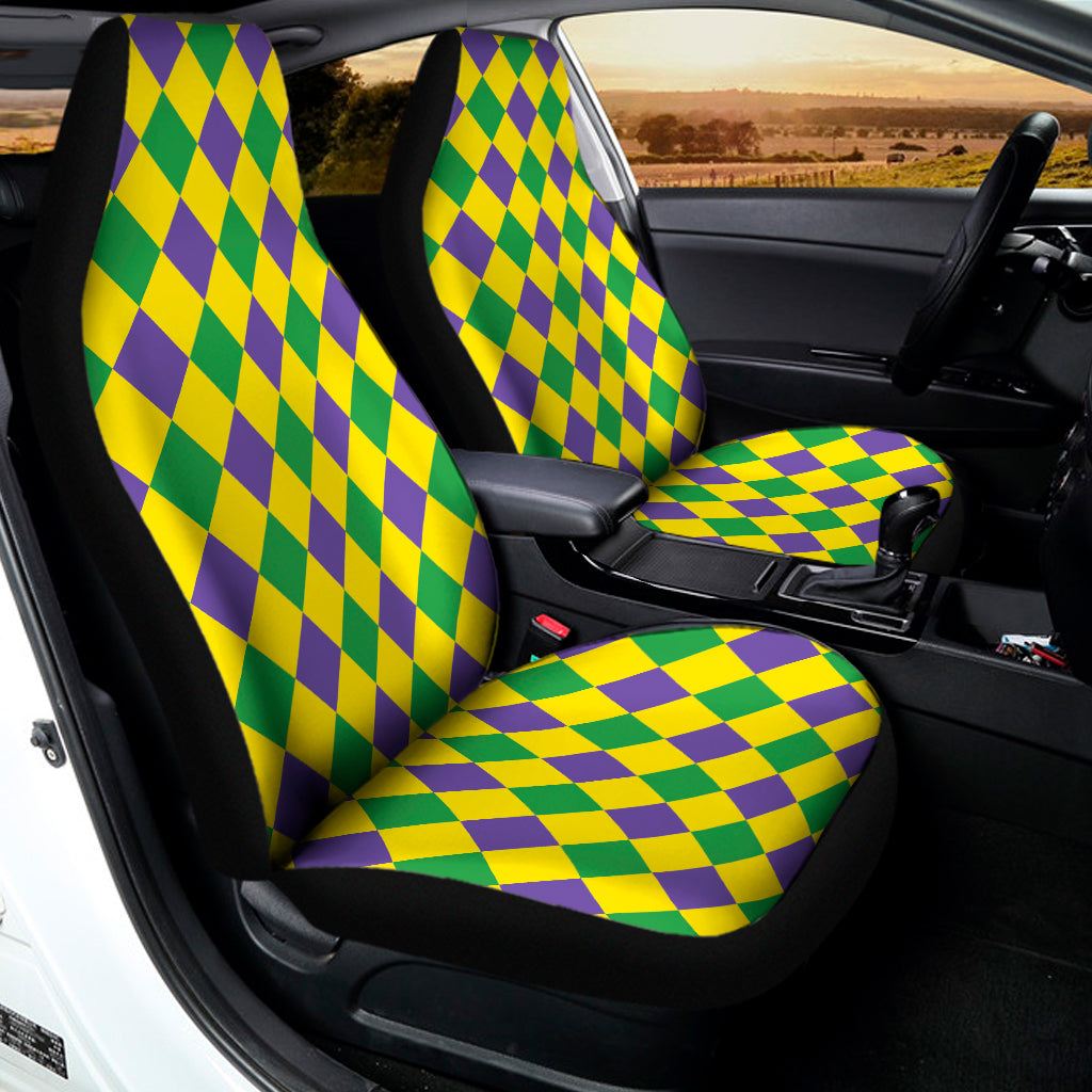 Harlequin Mardi Gras Pattern Print Universal Fit Car Seat Covers