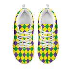 Harlequin Mardi Gras Pattern Print White Sneakers