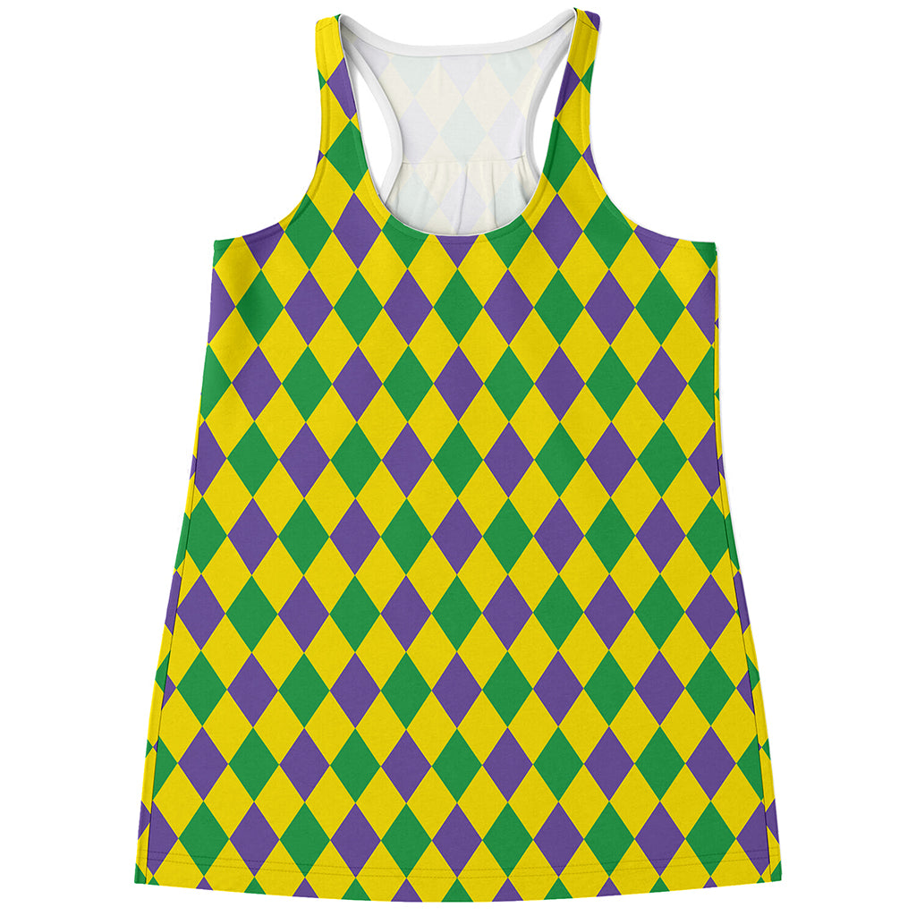 Harlequin Mardi Gras Pattern Print Women's Racerback Tank Top