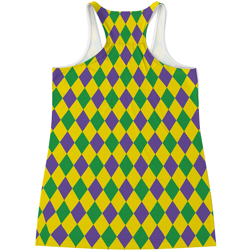 Harlequin Mardi Gras Pattern Print Women's Racerback Tank Top
