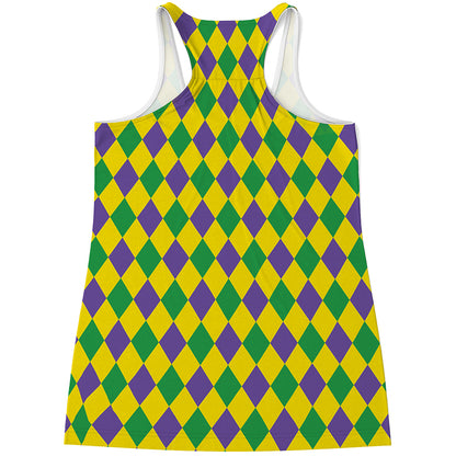 Harlequin Mardi Gras Pattern Print Women's Racerback Tank Top