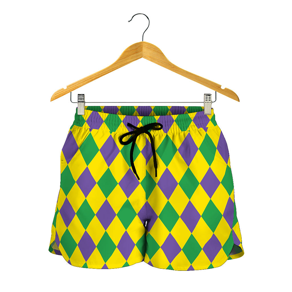 Harlequin Mardi Gras Pattern Print Women's Shorts