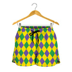 Harlequin Mardi Gras Pattern Print Women's Shorts