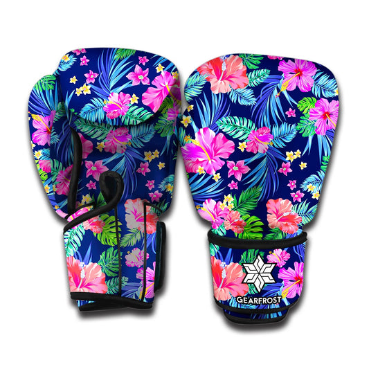 Hawaii Exotic Flowers Pattern Print Boxing Gloves