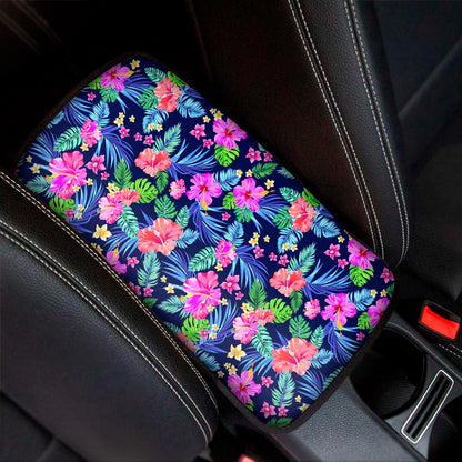 Hawaii Exotic Flowers Pattern Print Car Center Console Cover