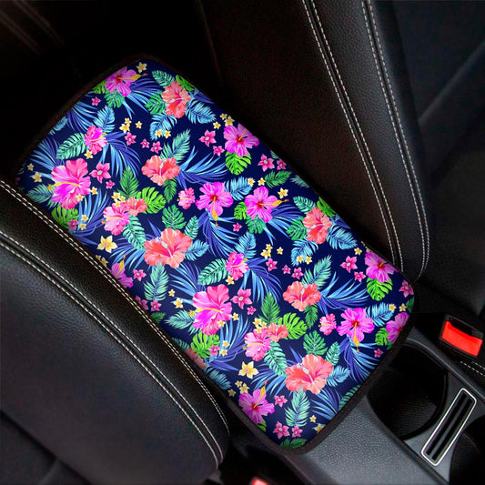 Hawaii Exotic Flowers Pattern Print Car Center Console Cover