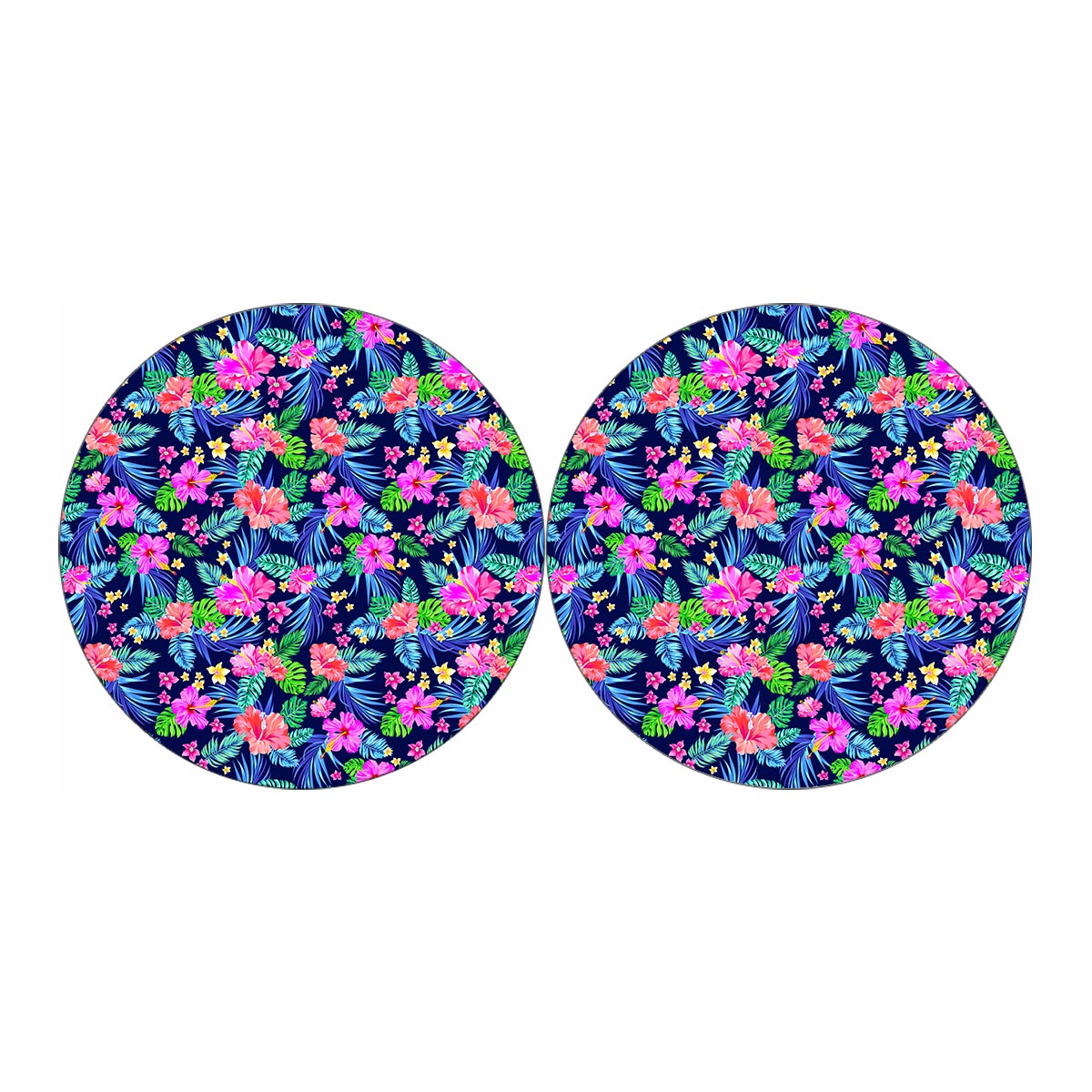 Hawaii Exotic Flowers Pattern Print Car Coasters