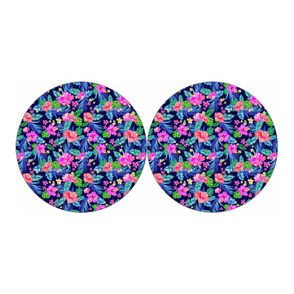 Hawaii Exotic Flowers Pattern Print Car Coasters